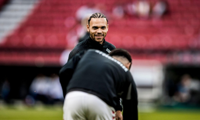 Copenhagen, Denmark. 10th June, 2022. Martin Braithwaite of Denmark is warming up before the UEFA Nations League match between Denmark and Croatia at Parken in Copenhagen. (Photo Credit: Gonzales Photo/Alamy Live News