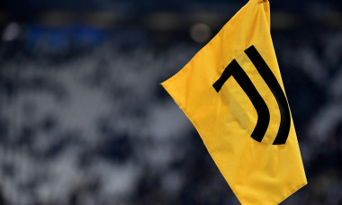 Juventus logo is seen printed on a corner flag during the Serie A 2021/2022 football match between Juventus FC and FC Internazionale at Juventus stadi