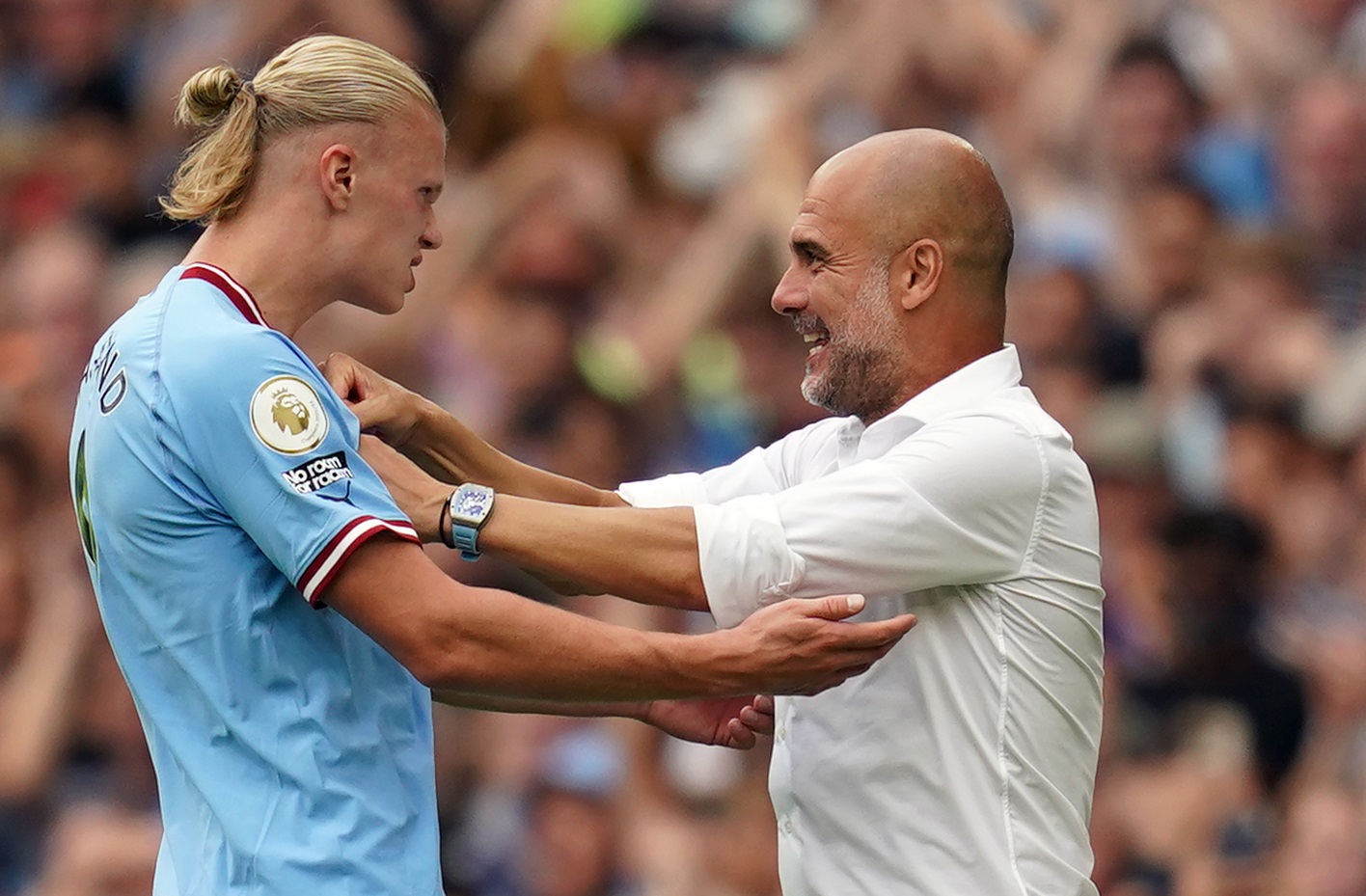 Pep Guardiola, "avalanșă" de laude pentru Erling Haaland după ultimul meci: "Are un simț al golurilor incredibil"