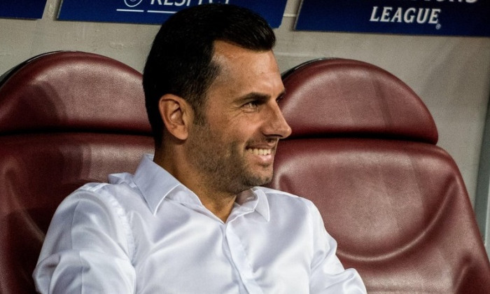 Bucharest, Romania. 23rd Aug, 2017. August 23, 2017: Nicolae Dica the head coach of FC Steaua Bucharest during the UEFA Champions League 2017-2018, Play-Offs 2nd Leg game between FCSB Bucharest (ROU) and Sporting Clube de Portugal Lisbon (POR) at National