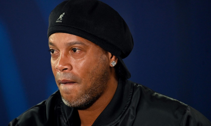 Portrait of soccer legend Ronaldinho during the PSG RB Leipzig match at the Parc des Princes on October 19, 2021