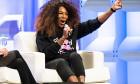 Serena Williams speaks on stage during Keynote Session at Pennsylvania Conference for Women in Philadelphia