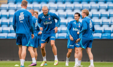 Oslo 20220531.Erling Braut Haaland and Mathias Normann during a training session with Norway's national football team at Ullevaal Stadium.Photo: Fredrik Varfjell / NTB