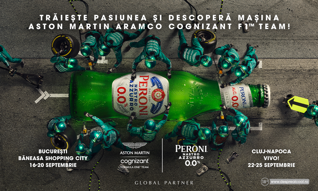 (P) Experienţa unui PitStop adusă în România de Peroni Nastro Azzurro 0,0% alcool şi Aston Martin Aramco Cognizant Formula 1™ Team