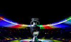 Berlin, Germany. 05th Oct, 2021. Trophy, cup, trophy, object recording, overview interior, illuminated, illuminated, stadium interior. Stadium overview, UEFA EURO 2024 Logo and Brand Launch at Olympiastadion on October 05, 2021 in Berlin, Germany. Pool ph