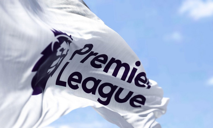 London, ENG, July 2022: Close-up of the Premier League flag waving in the wind. Premier League is the top level of the English football league system.