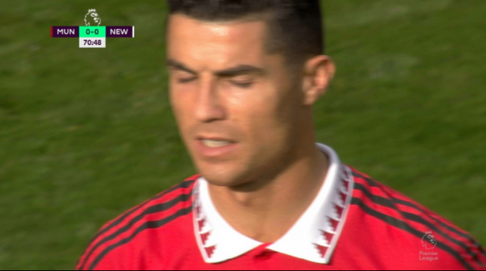 Cristiano Ronaldo în momentul schimbării din minutul 72 / Foto: Captură Digi Sport