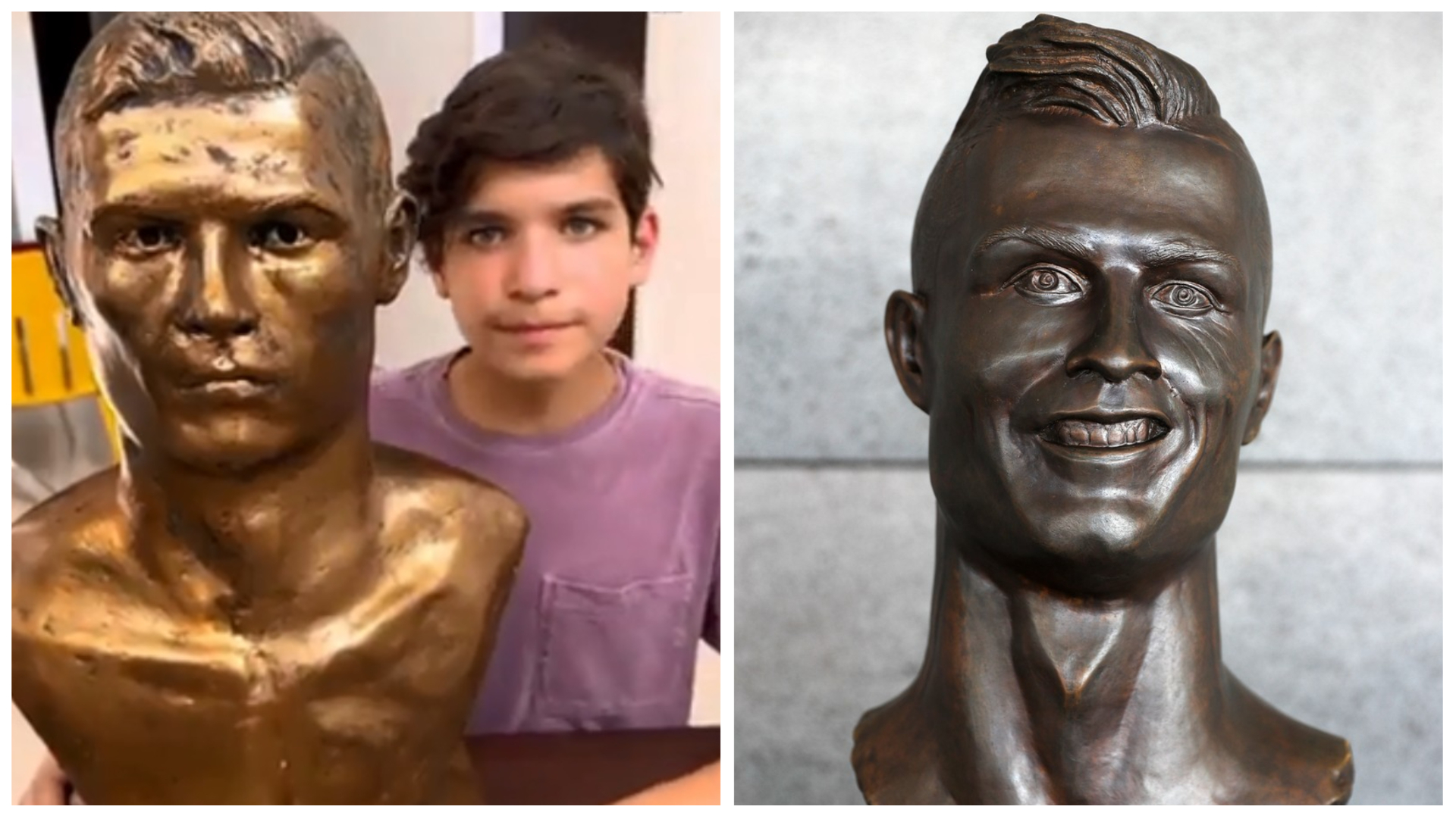 Un puști de 13 ani a realizat un bust pentru Cristiano Ronaldo: ”Arată mai bine decât cel de pe aeroport!”