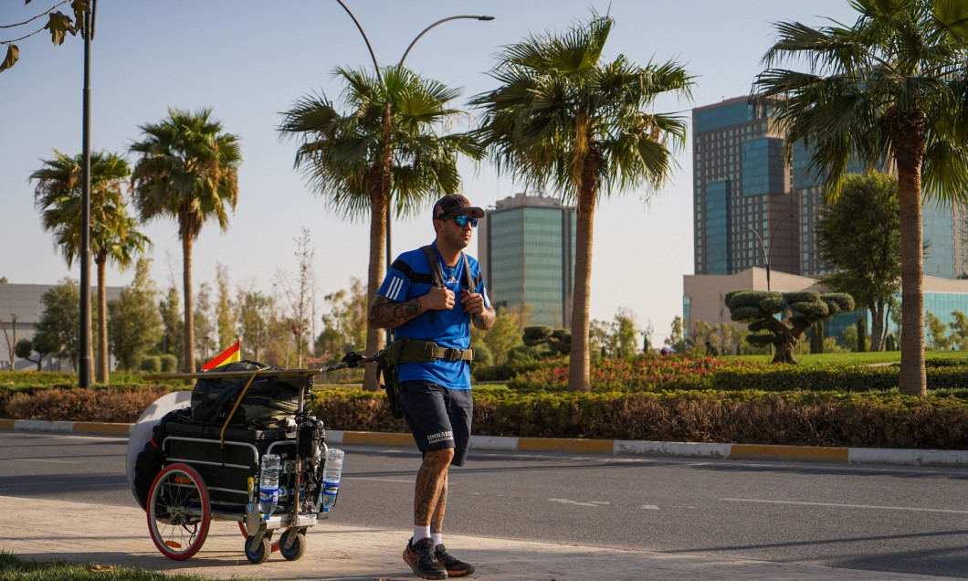 Santiago Sanchez in Iraq on foot on a journey to reach the World Cup in Qatar - 18 Sep 2022