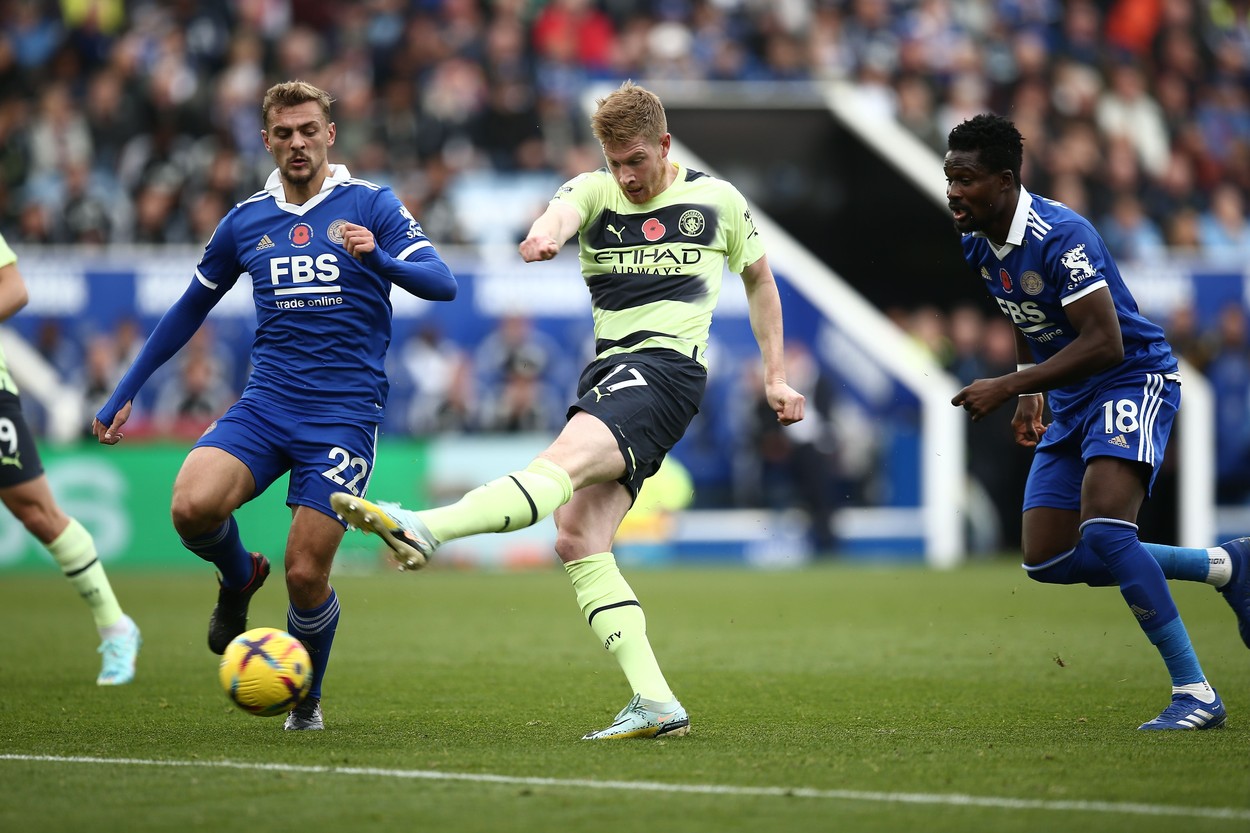 Leicester - Manchester City 0-1. Kevin De Bruyne, gol superb din lovitură liberă