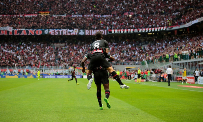 Milan, Italy. 03rd Sep, 2022. Rafael Leao of Ac Milan and Sandro Tonali of Ac Milan during the Italian Serie A tootball match between Ac Milan and Fc Inter on 03 of September 2022 at Giuseppe Meazza _ San Siro Siro stadium in Milan, Italy. Photo Nderim Ka