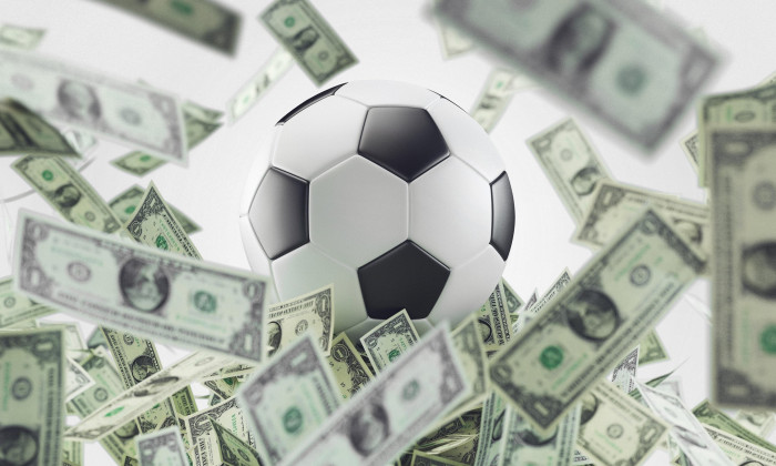 Football ball with money, soccer business