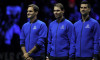 London, UK. 23rd Sep, 2022. Roger Federer, Rafael Nadal and Novak Djokovic of Team Europe before the ATP Laver Cup 2022 at the o2 Arena, London, England on 23 September 2022. Photo by Joshua Smith. Editorial use only, license required for commercial use.