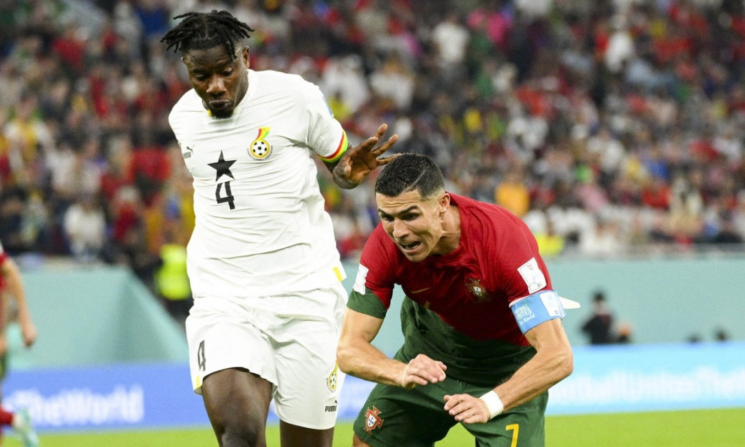 Match de football du groupe H opposant le Portugal au Ghana lors de coupe de Monde au stade 974 à Doha au Qatar