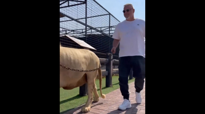 Cosmin Olăroiu la o grădină zoologică exclusivistă din Dubai / Foto: Instagram @albuqaish.jungle