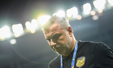 The head coach of Chinese Super League side Jiangsu Suning Cosmin Olaroiu reacts during the second round of the final of