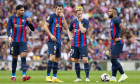 Ronald Araujo of FC Barcelona, Robert Lewandowski of FC Barcelonam Frenkie de Jong of FC Barcelona and Memphis Depay of FC Barcelona during the Liga match between FC Barcelona and Elche CF at Spotify Camp Nou in Barcelona, Spain.