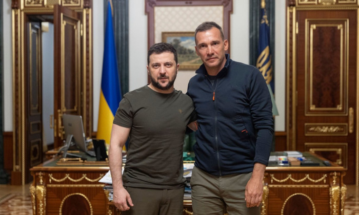 Ukrainian President Volodymyr Zelenskyy Meets with Footballer Andriy Shevchenko