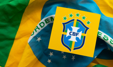 LONDON, UK - December 2022: Brazil national football team logo Brazilian football confederation emblem badge