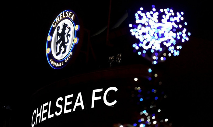 A general view of the club crest on the stadium ahead of the UEFA Women's Champions League Group A match at Stamford Bridge, London. Picture date: Thursday December 22, 2022.