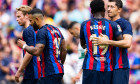 Barcelona, Spain. 17th Sep, 2022. Robert Lewandowski (FC Barcelona) celebrates with his teammate Franck Kessie (FC Barcelona) after scoring during La Liga football match between FC Barcelona and Elche CF, at Camp Nou Stadium in Barcelona, Spain, on Septem