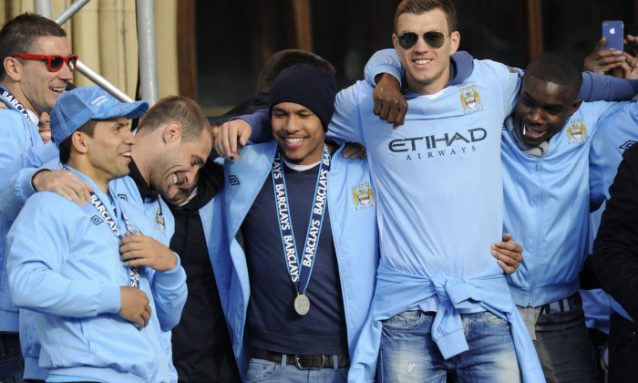 Manchester City Premier League trophy parade, Manchester, Britain - 14 May 2012