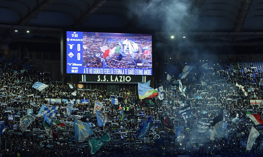 Soccer, Serie A 2022/2023,Lazio v Fiorentina Lazio fans during the Serie A match between SS Lazio v Fiorentina at Olimpi