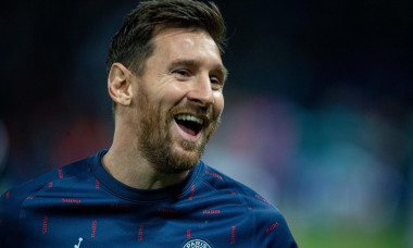 PARIS, FRANCE - SEPTEMBER 28: Lionel Messi of Paris Saint-Germain smile while warm up during the UEFA Champions League group A match between Paris Sai