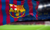 Barcelona, SP, May 2022: The flag FC Barcelona waving inside the Camp Nou Stadium. FC Barcelona is a Spanish professional football club based in Barce