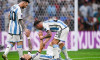 LUSAIL CITY, QATAR - DECEMBER 18: Angel Di Maria of Argentina interacts with Alexis Mac Allister of Argentina and Lionel Messi of Argentina during the Final - FIFA World Cup Qatar 2022 match between Argentina and France at the Lusail Stadium on December 1