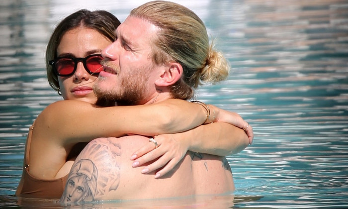 EXCLUSIVE: Loris Karius and new girlfriend Diletta Leotta kiss and shows some serious pda by the pool in Miami.