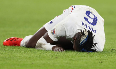 Turin, Italy, 7th October 2021. Paul Pogba of France lays injured during the UEFA Nations League match at Juventus Stadium, Turin. Picture credit should read: Jonathan Moscrop / Sportimage