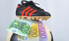 fotbalový míč, balon, kopačka kopačky, sportovní obuv, boty, peníze, bankovka bankovky, euro eura, fotbal