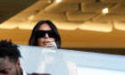 Kim Kardashian assiste au match de championnat de Ligue 1 Uber Eats opposant le Paris Saint-Germain (PSG) au stade Rennais au Parc des Princes à Paris