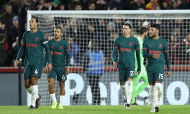 London, UK. 2nd Jan, 2023. Virgil van Dijk, Thiago Alcantara, Darwin Nunez and Alex Oxlade-Chamberlain of Liverpool dejected following the first Brentford goal during the Premier League match at the Gtech Community Stadium, London. Picture credit should r