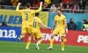 Andrei Burca se bucura dupa un gol marcat in meciul de fotbal dintre Romania si Belarus, din cadrul preliminariilor Camp
