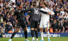 Tempers flare between Arsenal's Gabriel (left) and Leeds United's Patrick Bamford during the Premier League match at Elland Road, Leeds. Picture date: Sunday October 16, 2022.
