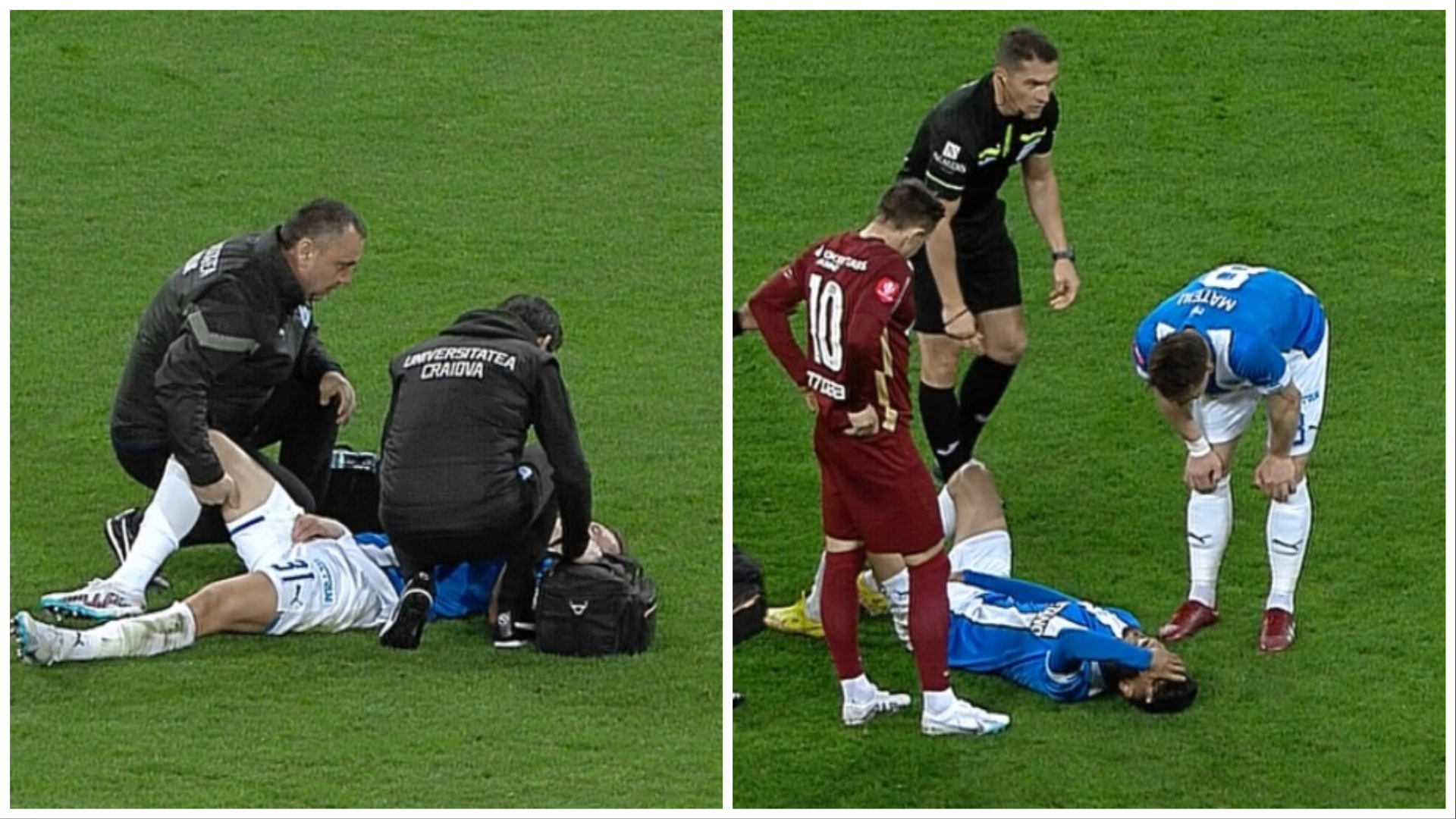 Dublă lovitură pentru Universitatea Craiova la meciul cu CFR Cluj! Doi titulari s-au accidentat