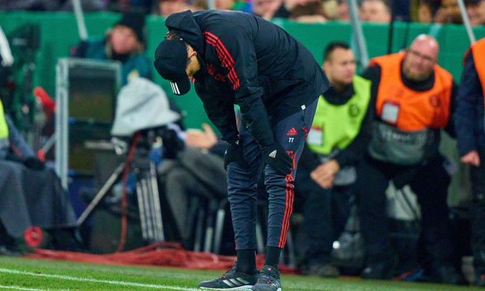 Trainer Thomas Tuchel (FCB), team manager, headcoach, coach, sad after a dismissed chance for goal in the match FC BAYER
