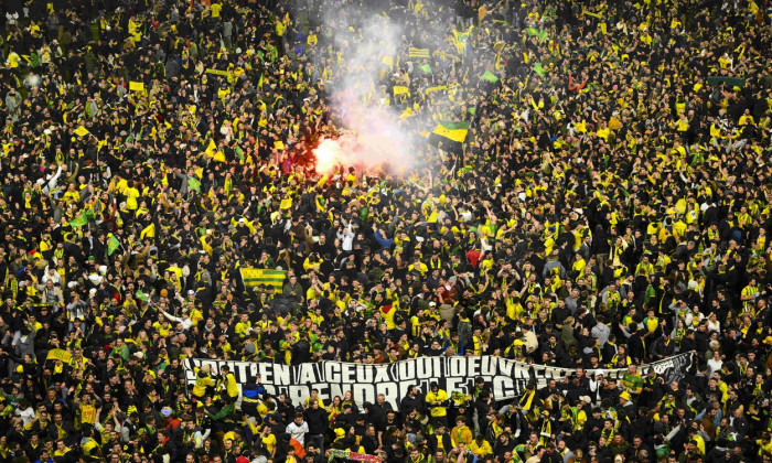 supporters de Nantes - ambiance - envahissement du terrain en fin de match FOOTBALL : FC Nantes vs Lyon - 1/2 Finale de