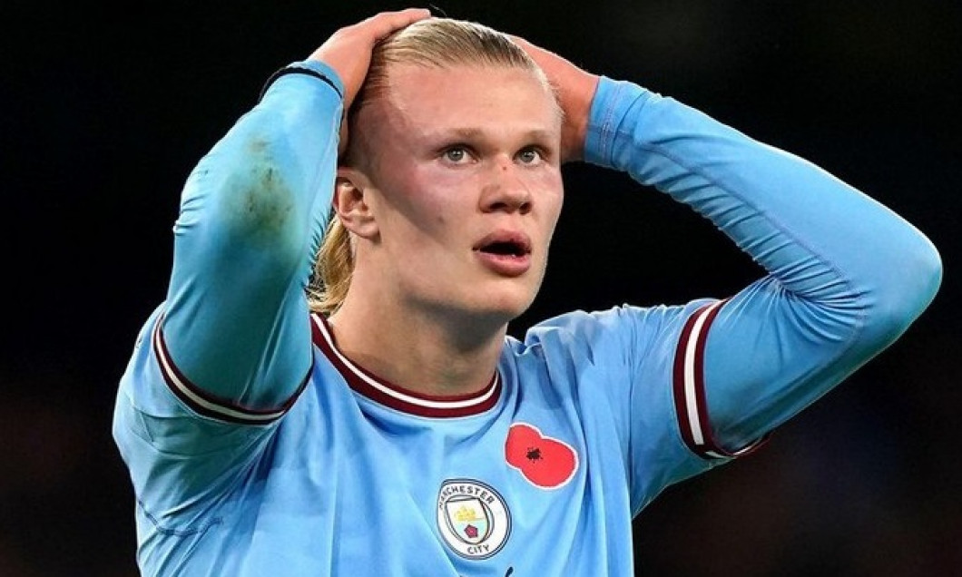 Manchester City's Erling Haaland rues a missed chance during the Premier League match at the Etihad Stadium, Manchester. Picture date: Saturday November 5, 2022.
