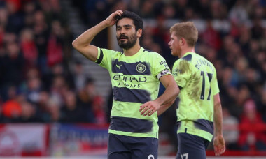 lkay Gndoan #8 of Manchester City reacts to a missed chance during the Premier League match Nottingham Forest vs Manchester City at City Ground, Nottingham, United Kingdom, 18th February 2023(Photo by Gareth Evans/News Images)
