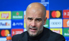 Munich, Deutschland. 19th Apr, 2023. coach Pep GUARDIOLA (ManCity), single image, cropped single motif, portrait, portrait, portrait. Press conference. Soccer Champions League/quarter-finals FC Bayern Munich-Manchester City (ManCity) 1-1 on April 19, 2023