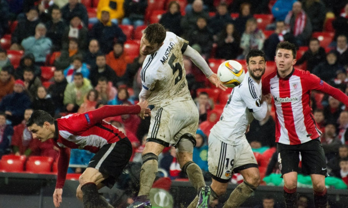 Bilbao, Spain. 10th March, 2016. Shkodran Mustafi (defender, Valencia CF) in action during football match of quarterfinals of UEFA Europe League between Athletic Club and Valencia CF at San Mames Stadium on March 10, 2016 in Bilbao, Spain. © David Gato/Al