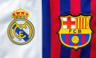 Calgary, Alberta, Canada. July 10, 2020. Club Barcelona vs Real madrid close up to their jersey logo