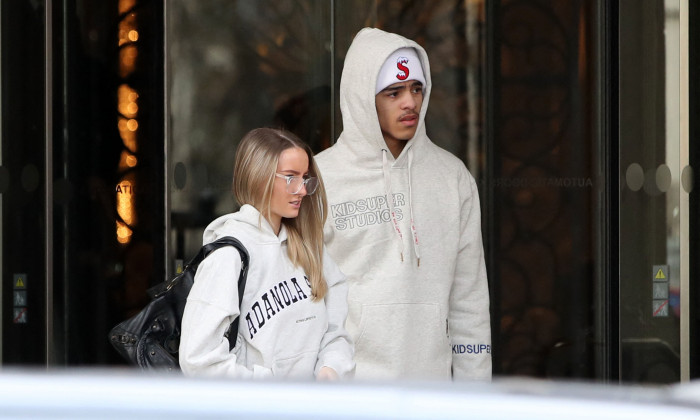 EXCLUSIVE: Mason Greenwood &amp; Girlfriend Harriett Robson are seen for the first time since the charges were dropped against the Premier League Star. Both enjoyed a romantic one night stay at Londons Langham Ho