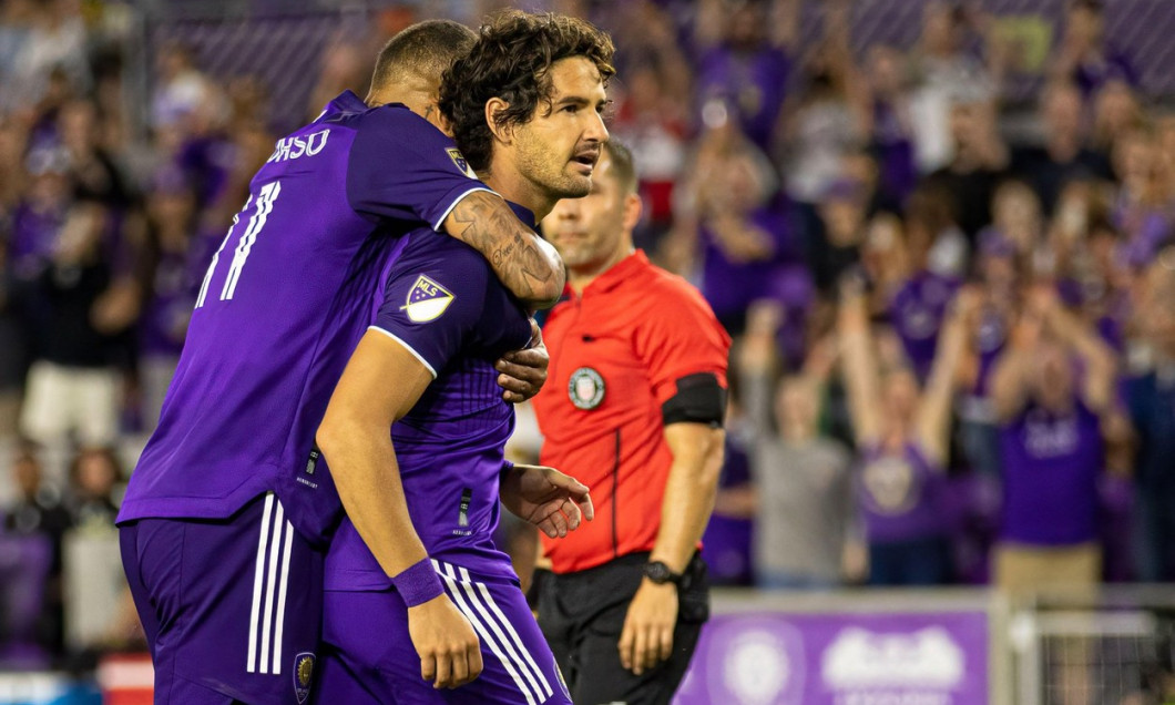 Orlando, United States. 20th Apr, 2022. Alexandre Pato (7 Orlando City) celebrates scoring a penalty kick during the US Open Cup game between Orlando City and Tampa Bay Rowdies at Exploria Stadium in Orlando, Florida. Andrea Vilchez/SPP Credit: SPP Sport