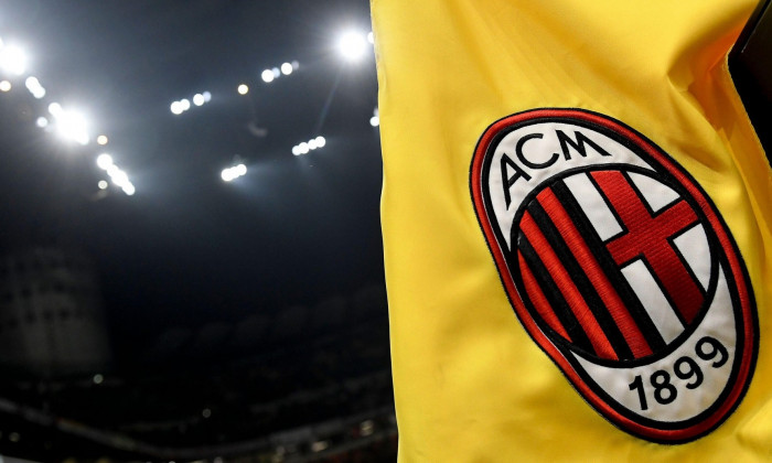 AC Milan logo is seen printed on a corner flag prior the Uefa Champions League football match between AC Milan and Tottenham Hotspur at San Siro stadi