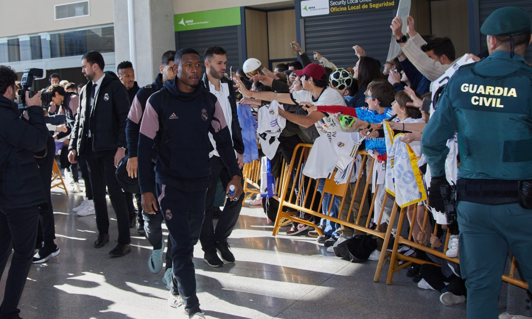 Spain: Arrival of the Real Madrid football team at the Pamplona
