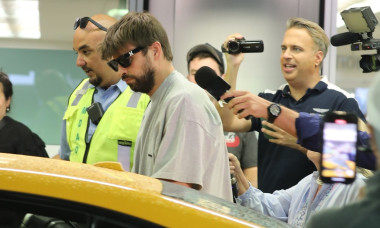 *EXCLUSIVE* Gerard Pique is ambushed by media as he arrives at Miami International Airport